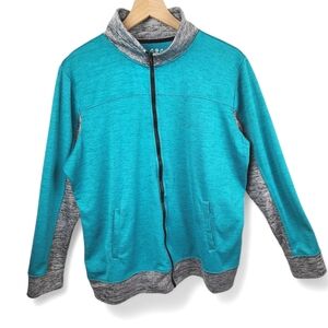 Made for Life Women's Teal and Grey Quick Dry Athletic Zip Up Jacket Size XL